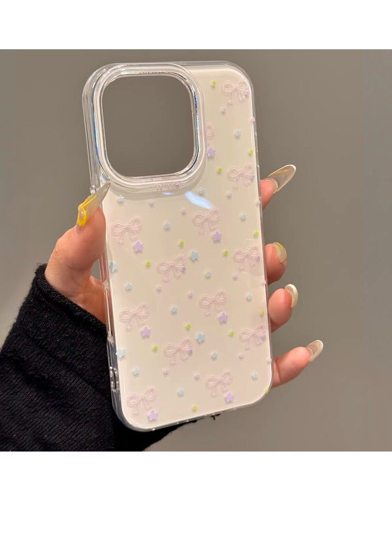 NIBEMINENT Gilt Bow Protective TPU Case Cover For iPhone 16 Pro, White Background