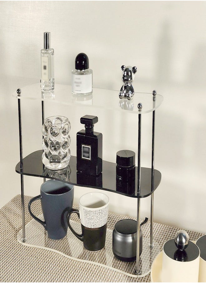 fashionhome Modern Design Bathroom Counter Organizer Shelf Space Saving Clear Acrylic Storage Rack for Bathroom Essentials Makeup and Toiletries 40 x 15 x 32 Centimeter  - Image 1
