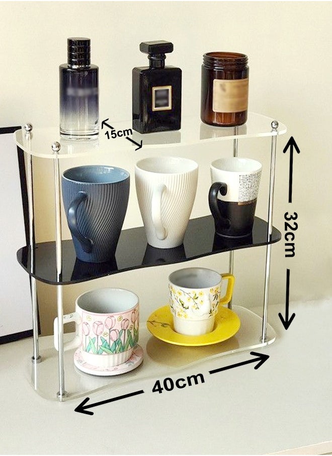 fashionhome Modern Design Bathroom Counter Organizer Shelf Space Saving Clear Acrylic Storage Rack for Bathroom Essentials Makeup and Toiletries 40 x 15 x 32 Centimeter  - Image 4