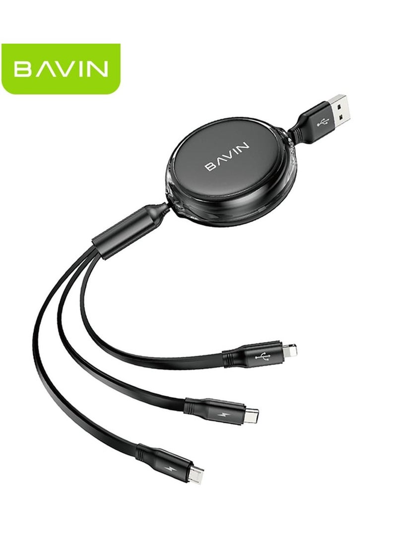 Bavin CB371 3 in 1 Retractable Wired Charging Cable - Image 1