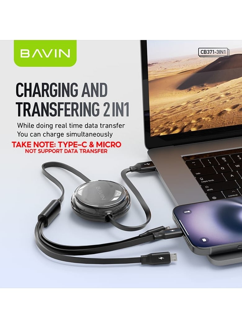 Bavin CB371 3 in 1 Retractable Wired Charging Cable - Image 4