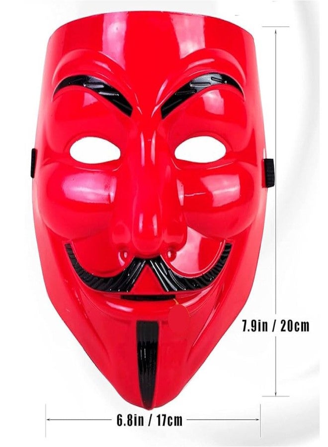TED TECH قناع قراصنة TED TECH المجهولين (مجموعة من 3 قطع)، قناع بلاستيكي قابل للتعديل (لون أحمر) - Image 3