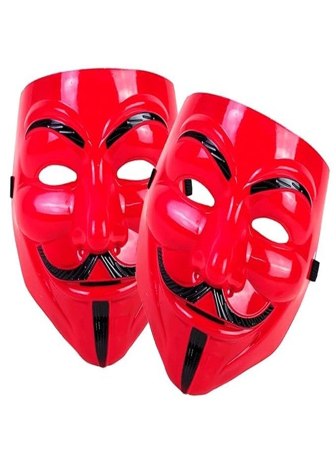 TED TECH قناع قراصنة TED TECH المجهولين (مجموعة من 3 قطع)، قناع بلاستيكي قابل للتعديل (لون أحمر) - Image 1