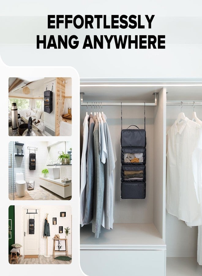 Vokelater Suitcase Organizer, Travel Luggage Organizer Hanging Shelves Packing Cube Closet/Collapsible Portable Travel Organizer for Carry-on, Small, Black - Image 4