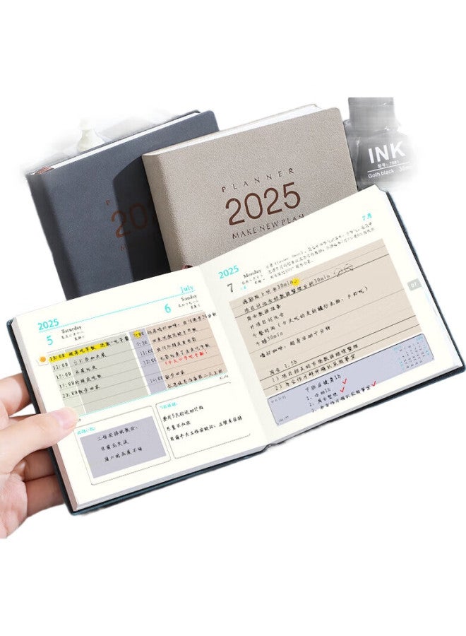 Longe Langjie Square Planner Daily Organizer, Sheepskin Cover, Efficiency Manual, Small Portable Calendar, Journal, Study Planner, Time Management Notebook, Customizable - Image 3
