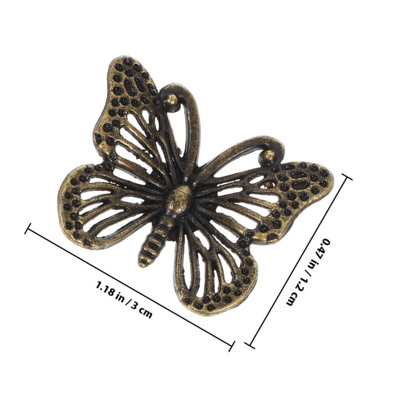 Antique Brass Butterfly Drawer Knobs 12 Pcs Vintage Single Hole Cabinet Handles For Jewelry Box Dresser - Image 3