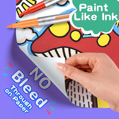 HOTU 3X ink Large Capacity Acrylic Markers Brush Tip 8 Colors, 6.6g large capacity ink, No-bleed Water-Based Acrylic Paint Markers for Coloring Book，Rock Painting Paper Fabric Wood Eggs DIY Crafts - Image 4