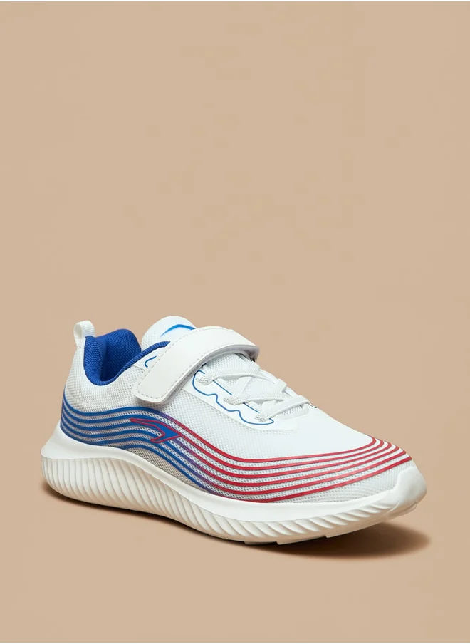 داش Striped Sports Shoes with Hook and Loop Closure