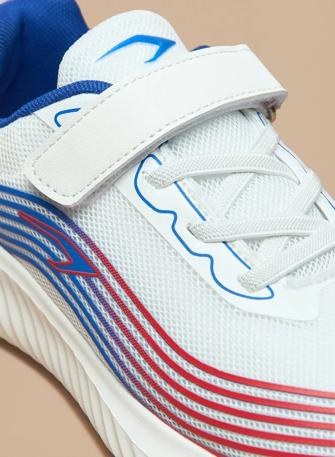 Dash Striped Sports Shoes with Hook and Loop Closure