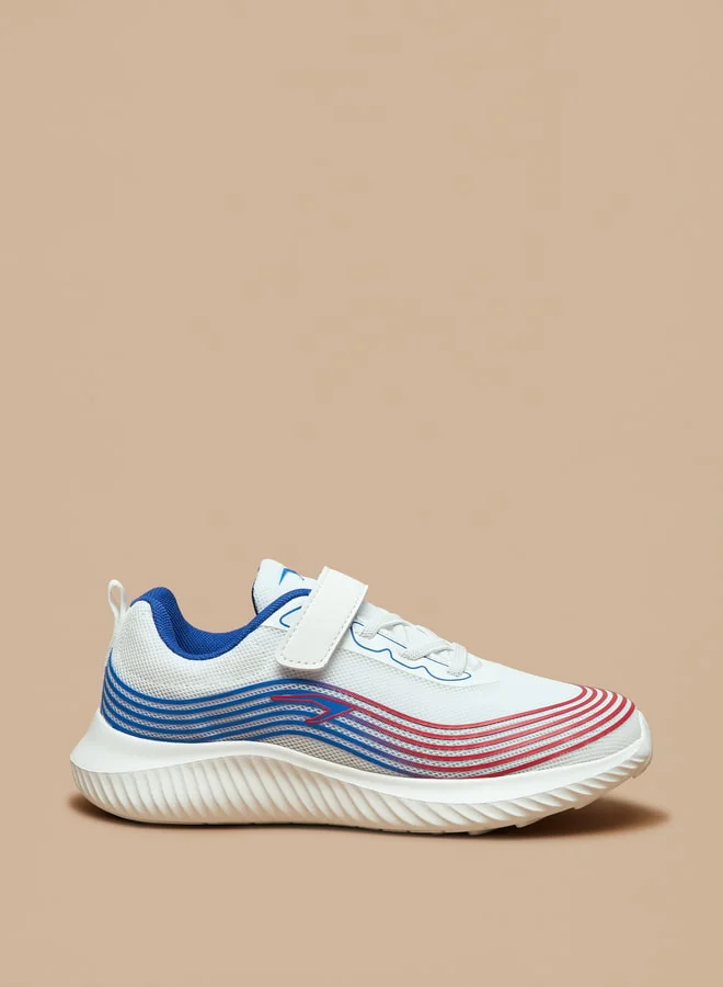 Dash Striped Sports Shoes with Hook and Loop Closure