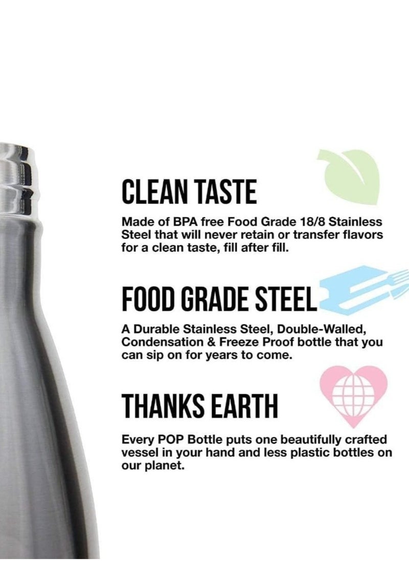 NATIONAL PLASTIC - 350ml Stainless Steel Water Bottle Double Walled Sports Water Bottle Vacuum Insulated Cola Shape Travel Thermal Flask Bpa Free, Silver SUS304 - Image 1