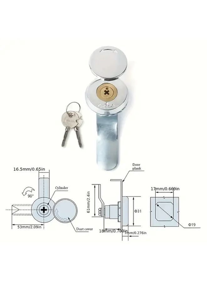 3pcs Silvery Metal Cam Lock Padlocks with 2 Keys 16mm Heavy Duty Keyed Locks for Doors Cabinets Mailboxes Drawers Secure Locking Hardware for Home Cabinet Security Sleek Metallic Finish Reliable Performance - Image 2