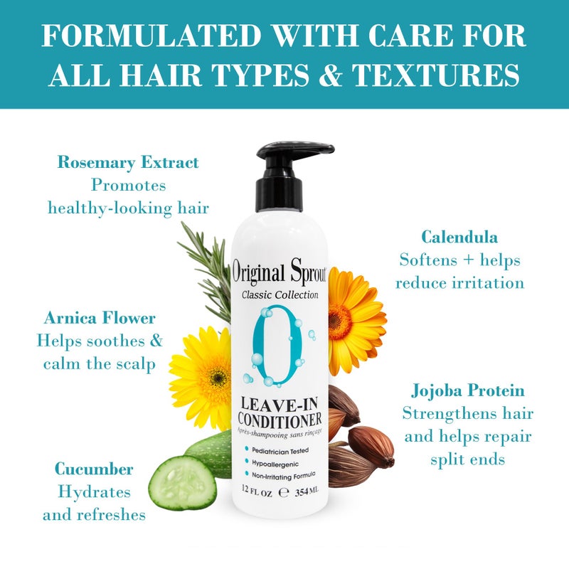 Original Sprout بلسم أصلي سبراوت للعناية بالشعر وعلاج قبل السباحة لجميع أنواع الشعر، زجاجة 12 أونصة - Image 4