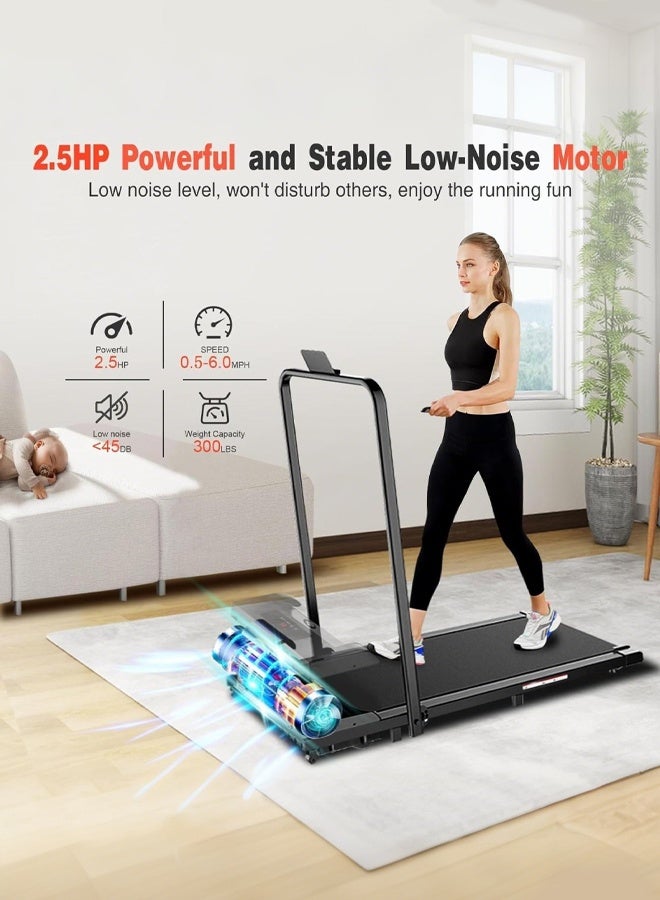 الحلم جهاز المشي 2 في 1، جهاز المشي القابل للطي مع مقبض، جهاز المشي القابل للطي المحمول 2.5 حصان مع جهاز تحكم عن بعد، تحت المكتب للمكتب المنزلي، جهاز المشي الصغير - Image 2