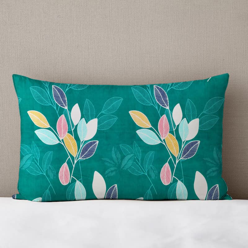 BSB بي إس بي هوم طقم شراشف مزدوجة فاخرة مع 2 غطاء وسادة - 160 TC ميكروفايبر فائق النعومة - قابل للتنفس وخالي من التجاعيد - 3 قطع | أخضر وأزرق - Image 5