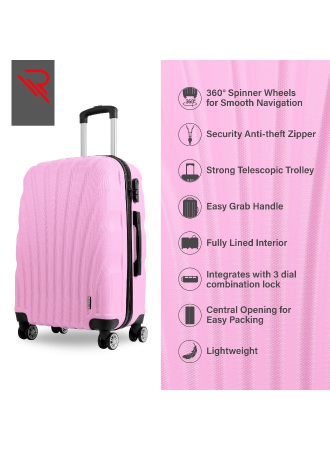 Reflection ABS Carry On Suitcase Airline Approved, Lightweight 24 Inch  Luggage- 360° Silent Wheels, ABS Hard Luggage Trolley, Spinner Wheels, Travel Luggage  (24-Inch , Pink) - Image 4