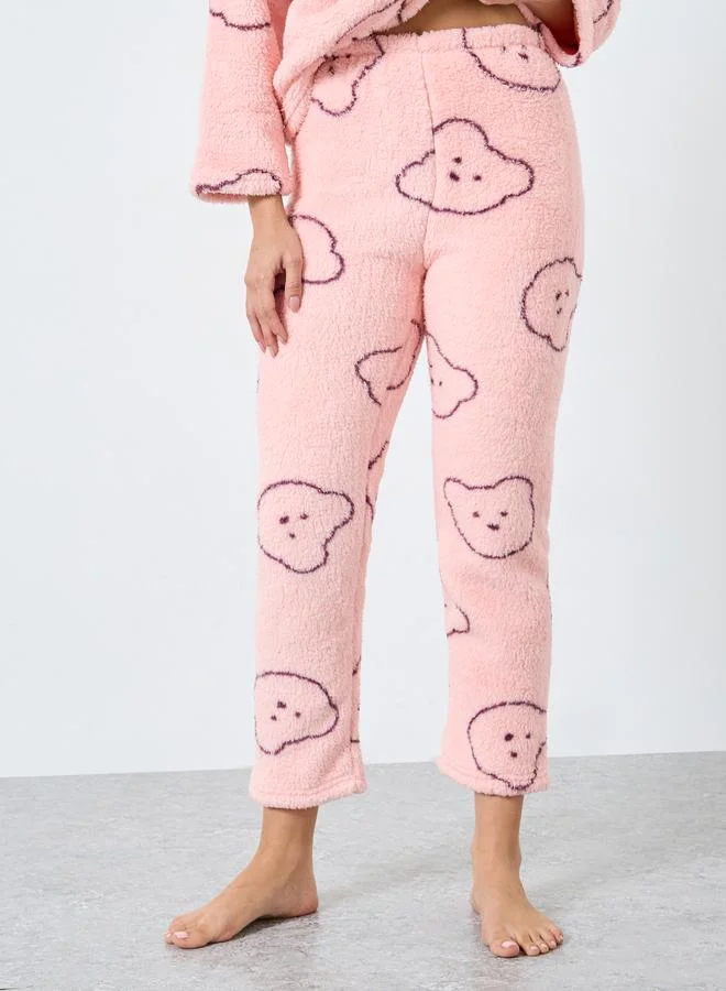 Take Two  Take Two Bear Print Fleece Top and Pyjama Set for Women | Best Price UAE