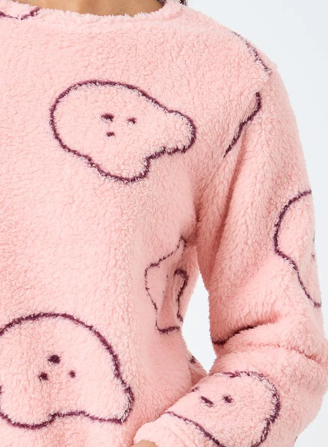 Take Two  Take Two Bear Print Fleece Top and Pyjama Set for Women | Best Price UAE