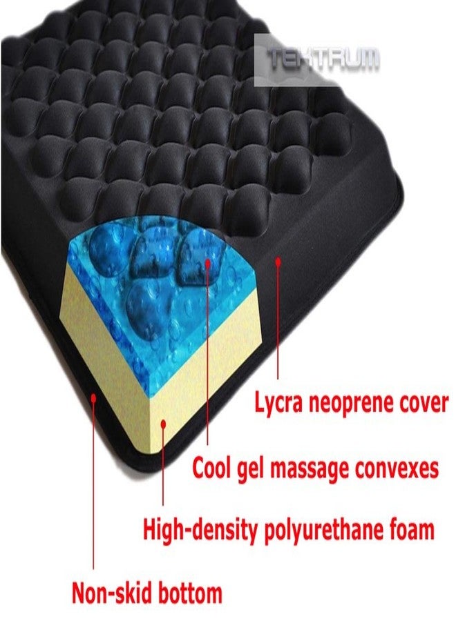 Tektrum Extra Thick Cool Gel Orthopedic Seat Cushion with Massage Convexes for Wheelchair, Office, Home, Car - Relief for Sweaty Bottom, Sciatica, Coccyx, Back Pain, Tailbone Pain (TD-GS1202-BLK) - Image 2
