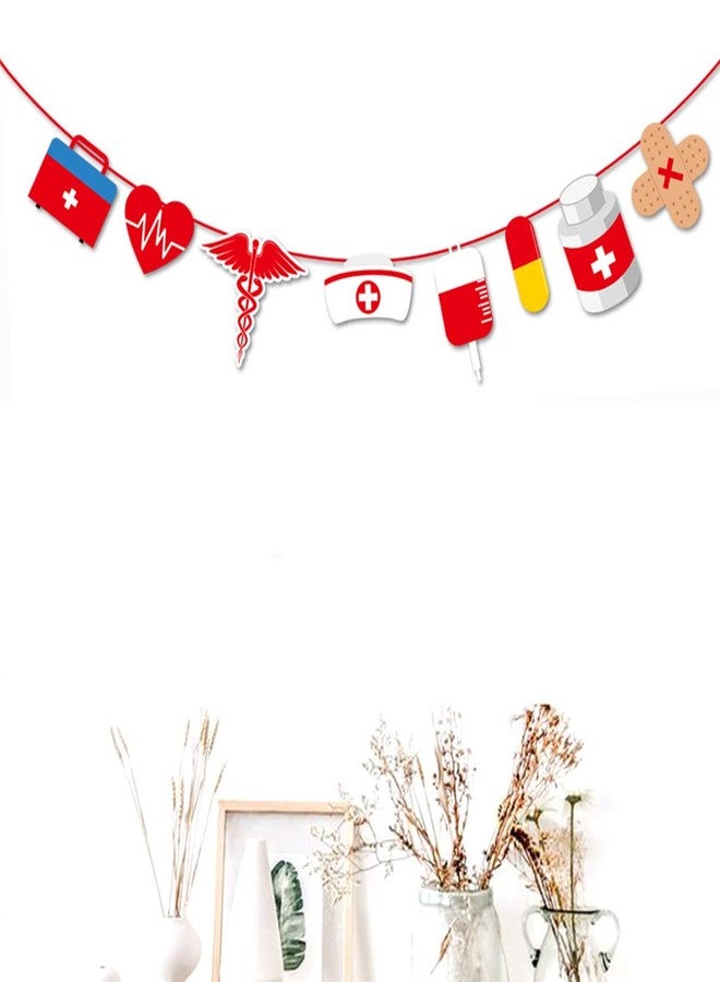 Morndew Doctor Nurse Cap Heart Design Medicine Cabinet Pill Banner for Hospital Rn Theme Party Medical School Graduation Party Nurse Day Party Birthday Party Decorations - Image 2