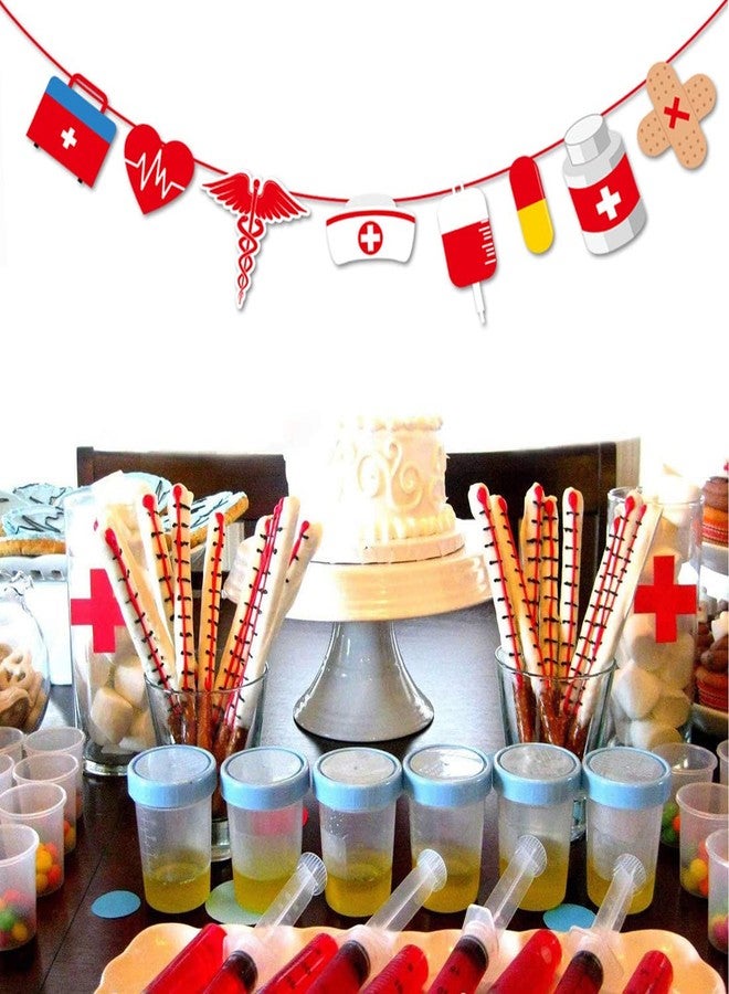 Morndew Doctor Nurse Cap Heart Design Medicine Cabinet Pill Banner for Hospital Rn Theme Party Medical School Graduation Party Nurse Day Party Birthday Party Decorations - Image 4