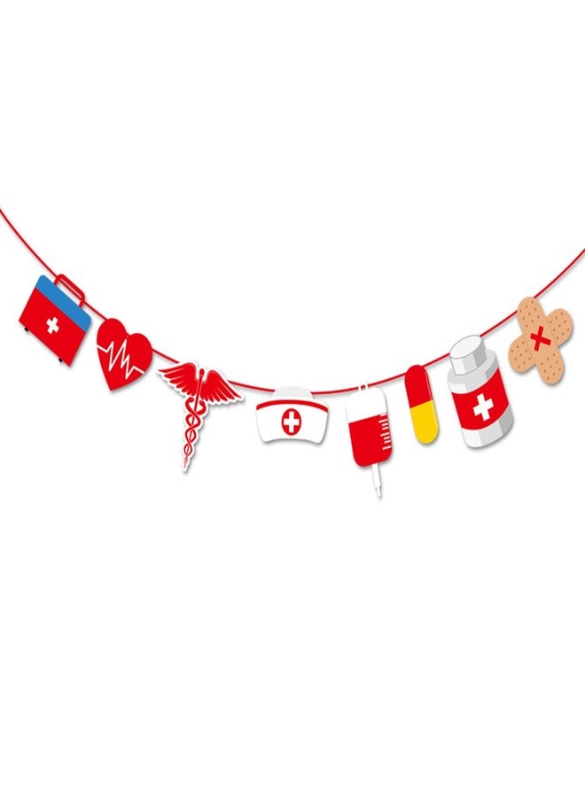 Morndew Doctor Nurse Cap Heart Design Medicine Cabinet Pill Banner for Hospital Rn Theme Party Medical School Graduation Party Nurse Day Party Birthday Party Decorations - Image 1