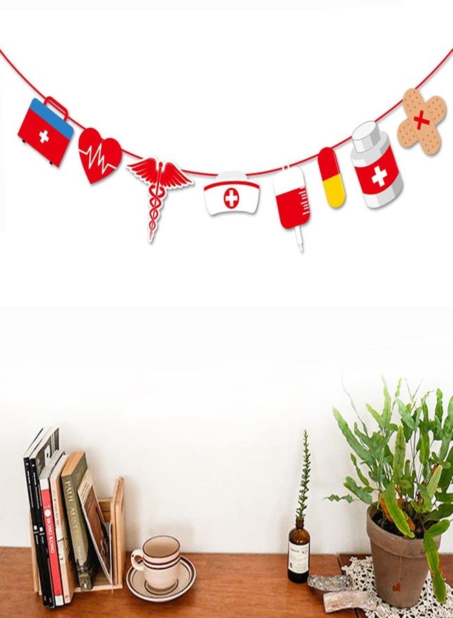 Morndew Doctor Nurse Cap Heart Design Medicine Cabinet Pill Banner for Hospital Rn Theme Party Medical School Graduation Party Nurse Day Party Birthday Party Decorations - Image 3