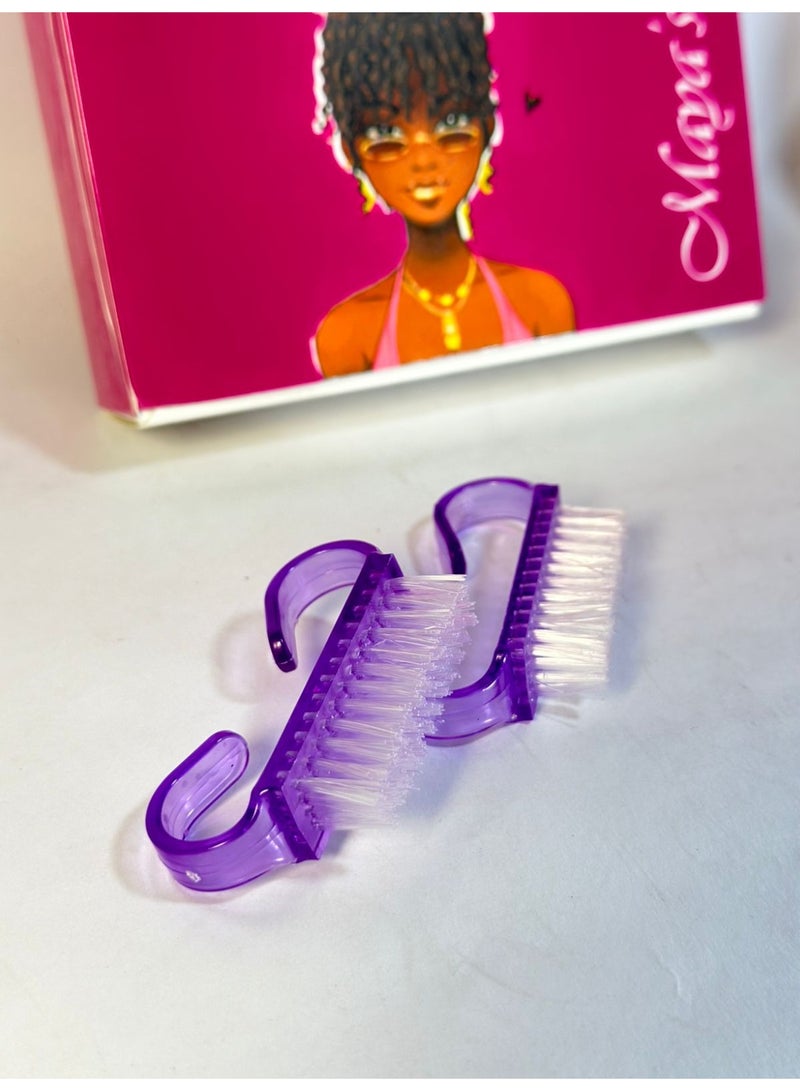 Mini Handle Nail Brush – Small Fingernail & Pedicure Cleaning Brush for Hands and Feet – Soft Bristles, Lightweight Plastic Handle may vary color 2PCS - Image 1