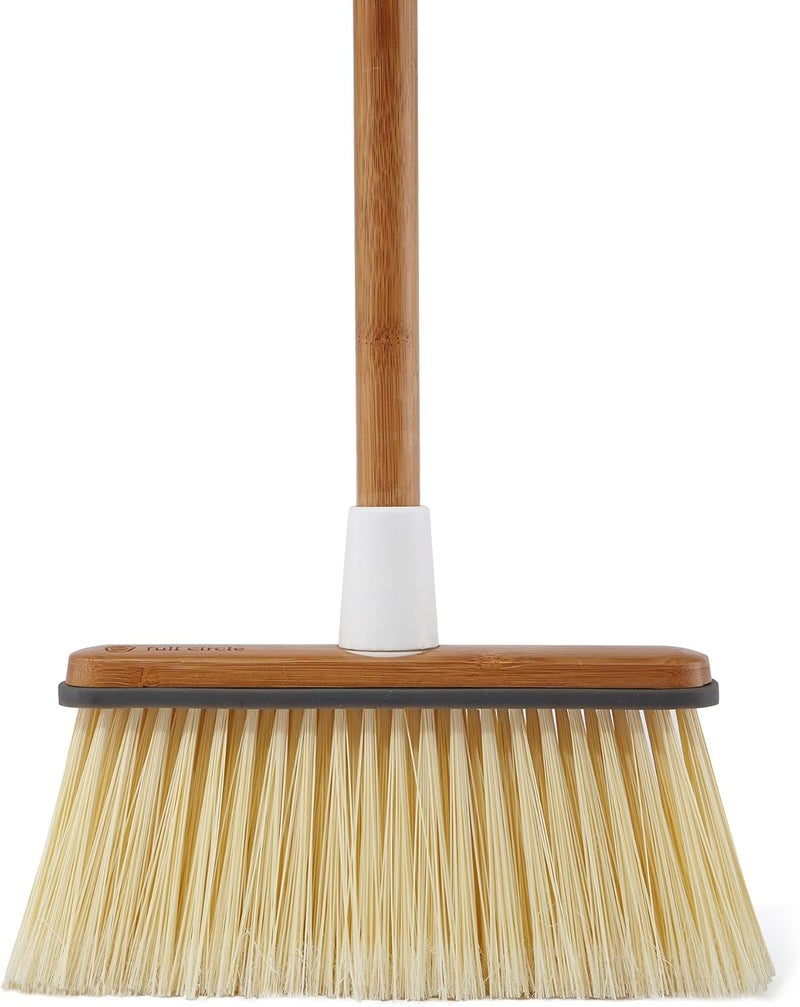 Full Circle Clean Sweep - Bamboo Broom - Angled for Precision in Tight Spaces, with Stiff Flagged Bristles for Indoor & Outdoor Cleaning - Ideal for Pet Hair, Kitchen, Hardwood, and Garage, White - Image 2
