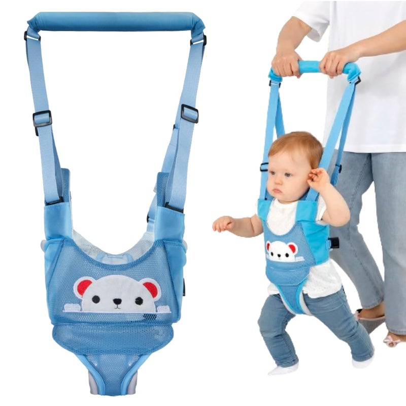 AVIZCVE Baby Walking Harness, Handheld Kids Walker Helper, New Upgrade Breathable and Adjustable Toddler Infant Walker Harness Assistant Belt with Instructions for 7-24 Month (Breathable Sky Blue Bear) - Image 1