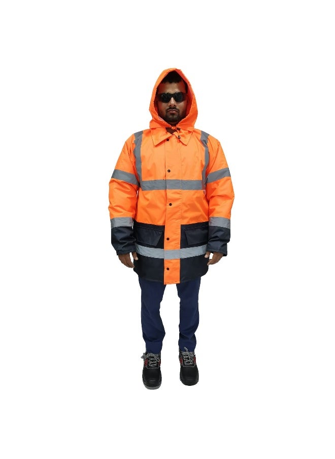 TAHA GL-05 Parka Jacket – High-Visibility Orange and Blue , Waterproof, and Insulated Work Jacket – Warm & Protective for Outdoor & Industrial Use | Size-L  - Image 1