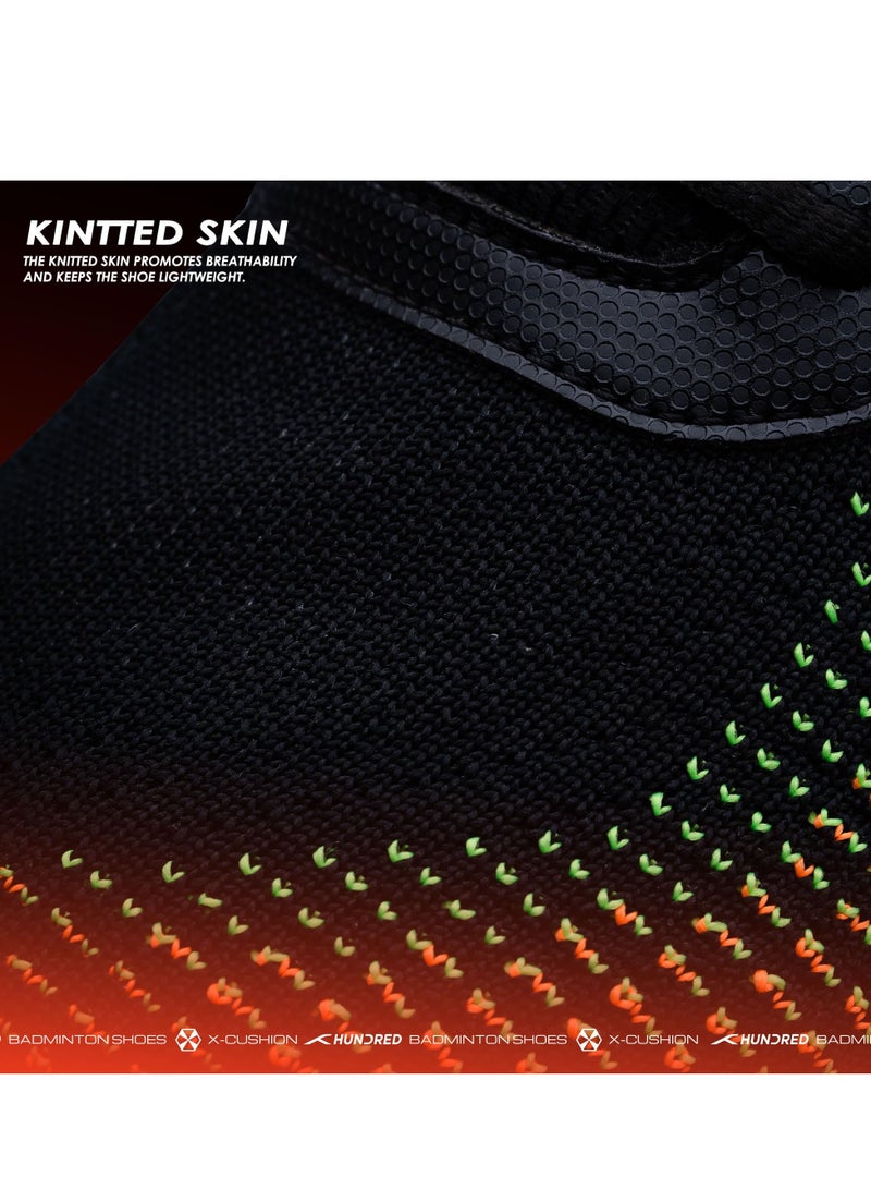 HUNDRED HUNDRED Blade Lite Badminton Shoes for Men & Women | Lightweight Non-Marking Indoor Shoes for Squash, Table Tennis, Volleyball, Basketball | Breathable PU Upper – Black/Orange/White - Image 5