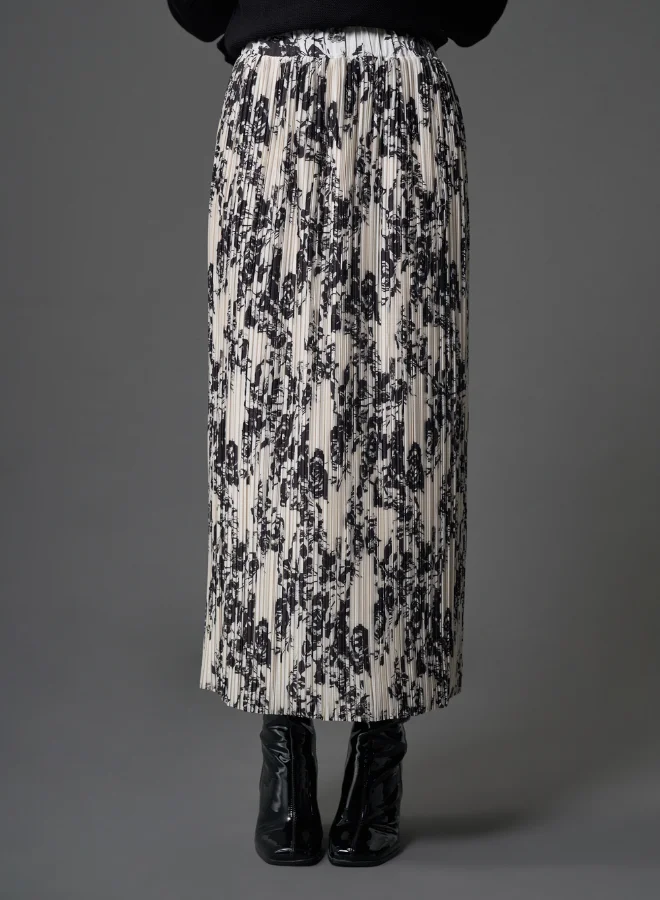 MIZALLE FULL PLEATED PATTERNED SKIRT