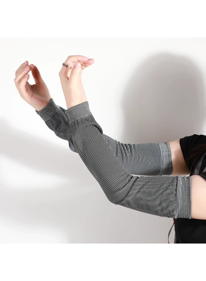 Goolsky 1Pair Unisex Arm Sleeves for Men Women Elastic UV Protection Arm Cover Ice Silk Cooling Sleeves for Outdoor Driving - Image 5