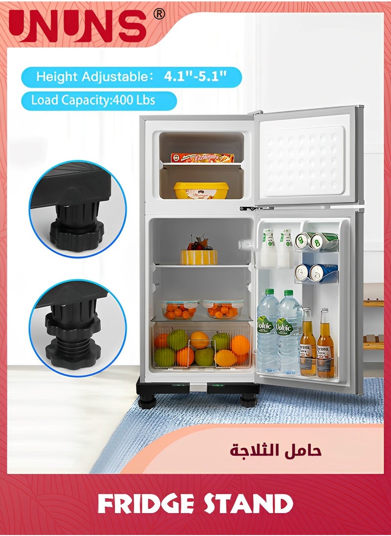 UNUNS قاعدة غسالة، حامل ثلاجة قابل للتعديل مع 8 أقدام قوية، قاعدة متعددة الوظائف لغسالة الملابس والمجفف، أسود  - Image 2