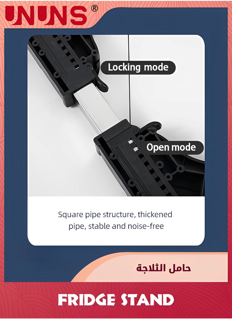 UNUNS قاعدة غسالة، حامل ثلاجة قابل للتعديل مع 8 أقدام قوية، قاعدة متعددة الوظائف لغسالة الملابس والمجفف، أسود  - Image 5