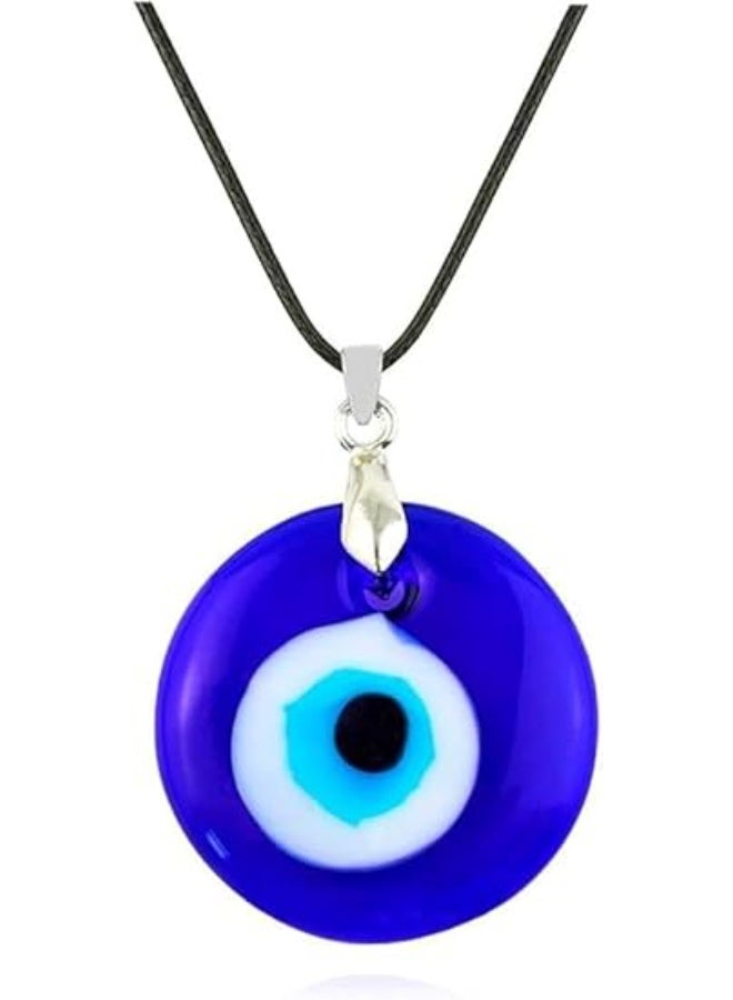 قلادة وسوار العين الشريرة، قلادة العين الشريرة من الزجاج التركي الأزرق وحبل جلدي، أقراط للنساء والرجال، قلادة حماية الحظ، مجوهرات، مظهر أنيق، هدية للصديقة، الزوجة، الأخت - Image 1