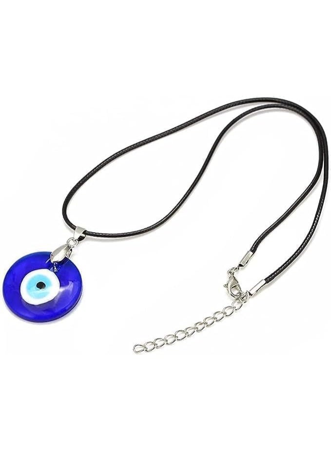 قلادة وسوار العين الشريرة، قلادة العين الشريرة من الزجاج التركي الأزرق وحبل جلدي، أقراط للنساء والرجال، قلادة حماية الحظ، مجوهرات، مظهر أنيق، هدية للصديقة، الزوجة، الأخت - Image 4