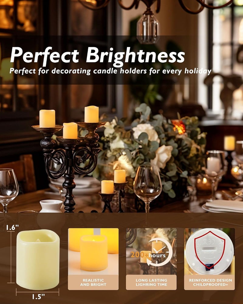 Homemory 24-Pack Flickering Flameless Votive Candles - 200+ Hour Battery Operated LED Tealights in Amber Yellow for Weddings, Outdoor, Halloween, and Christmas Decoration - Image 3