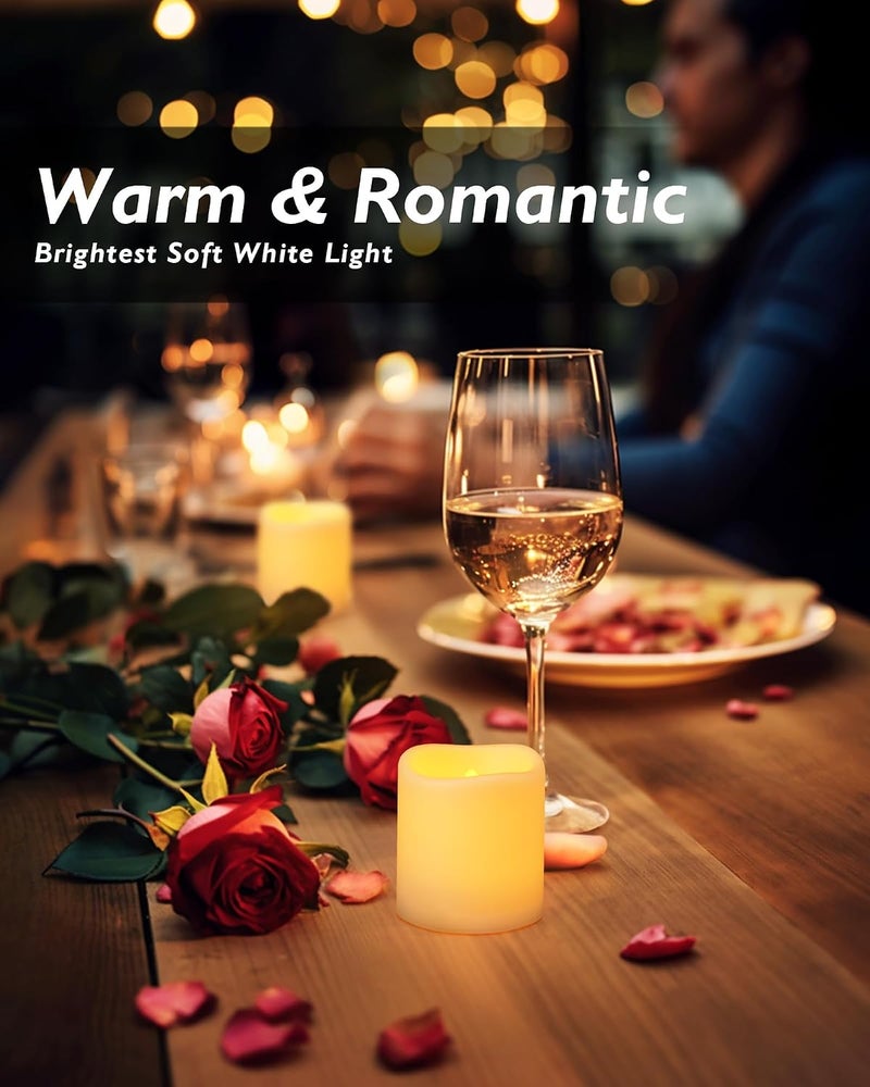 Homemory 24-Pack Flickering Flameless Votive Candles - 200+ Hour Battery Operated LED Tealights in Amber Yellow for Weddings, Outdoor, Halloween, and Christmas Decoration - Image 5