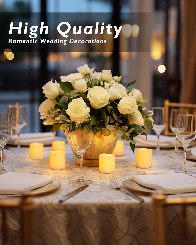 Homemory 24-Pack Flickering Flameless Votive Candles - 200+ Hour Battery Operated LED Tealights in Amber Yellow for Weddings, Outdoor, Halloween, and Christmas Decoration - Image 4