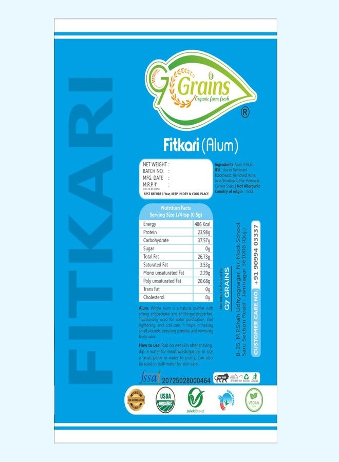 G7 GRAINS Whole Alum Crystals (Fitkari) Natural Stone Form (1Kg) | For Water Purification, Skin Tightening, Aftershave & Household Use | Pure & Chemical-Free | By G7 Grains - Image 5