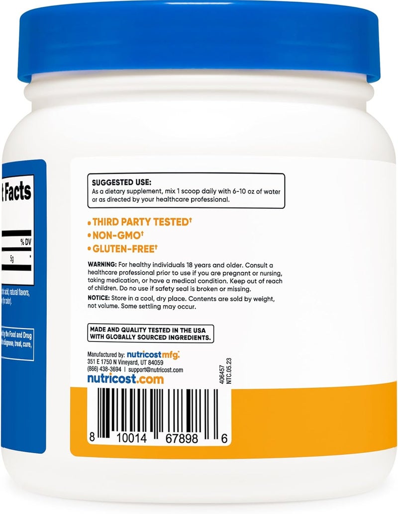 Nutricost LGlutamine Powder Sweetened with Stevia 500 Grams Peach Mango  Supplement for Gut Support 5 Grams of LGlutamine Per Serving  Gluten Free NonGMO - Image 4