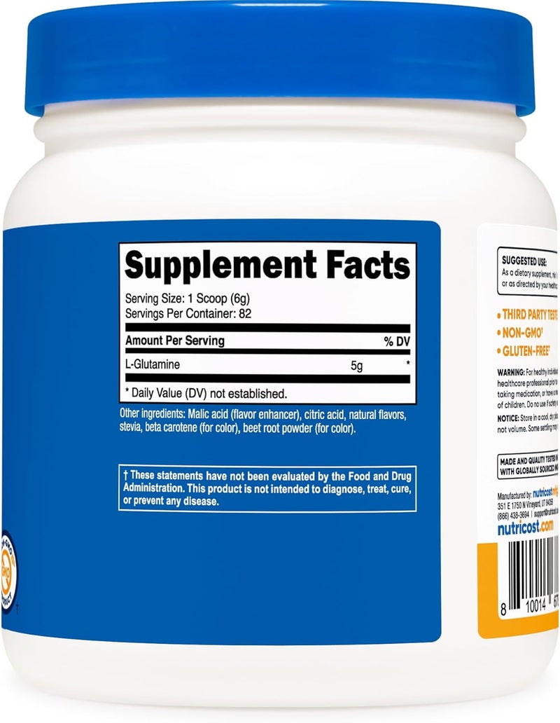 Nutricost LGlutamine Powder Sweetened with Stevia 500 Grams Peach Mango  Supplement for Gut Support 5 Grams of LGlutamine Per Serving  Gluten Free NonGMO - Image 5