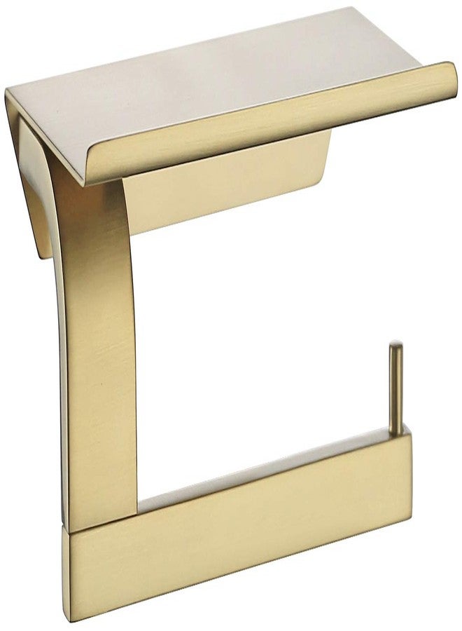 TRUSTMI Toilet Paper Holder with Phone Shelf SUS 304 Stainless Steel Wall Mounted Bathroom Tissue Roll Dispenser, Brushed Gold - Image 1