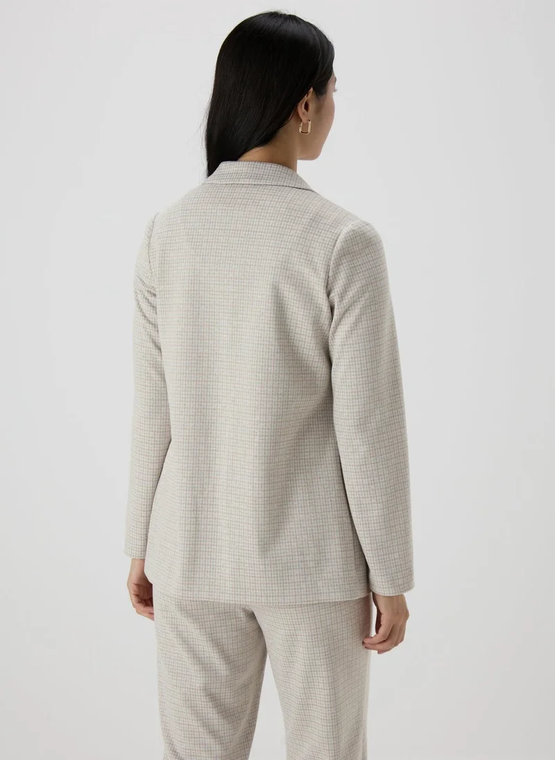 Matalan Et Vous Beige Check Pattern Co Ord Ponte Blazer