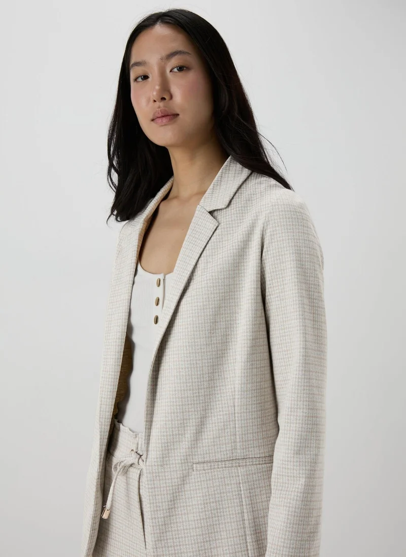 Matalan Et Vous Beige Check Pattern Co Ord Ponte Blazer