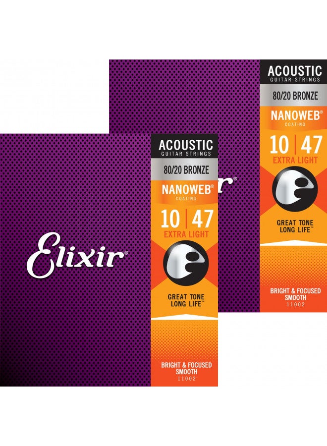 Elixir Nanoweb Extra Light Acoustic Guitar Strings 2-Pack - Image 1
