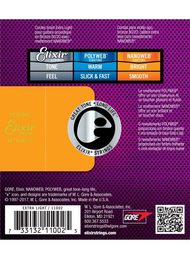 Elixir Nanoweb Extra Light Acoustic Guitar Strings 2-Pack - Image 2