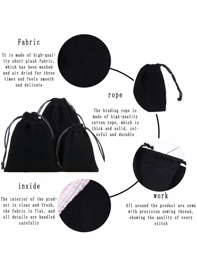 HomarKet 3 Style Velvet Drawstring Bags Velvet Pouches for Jewelry Gift Packaging Black 30 Pcs  - Image 4